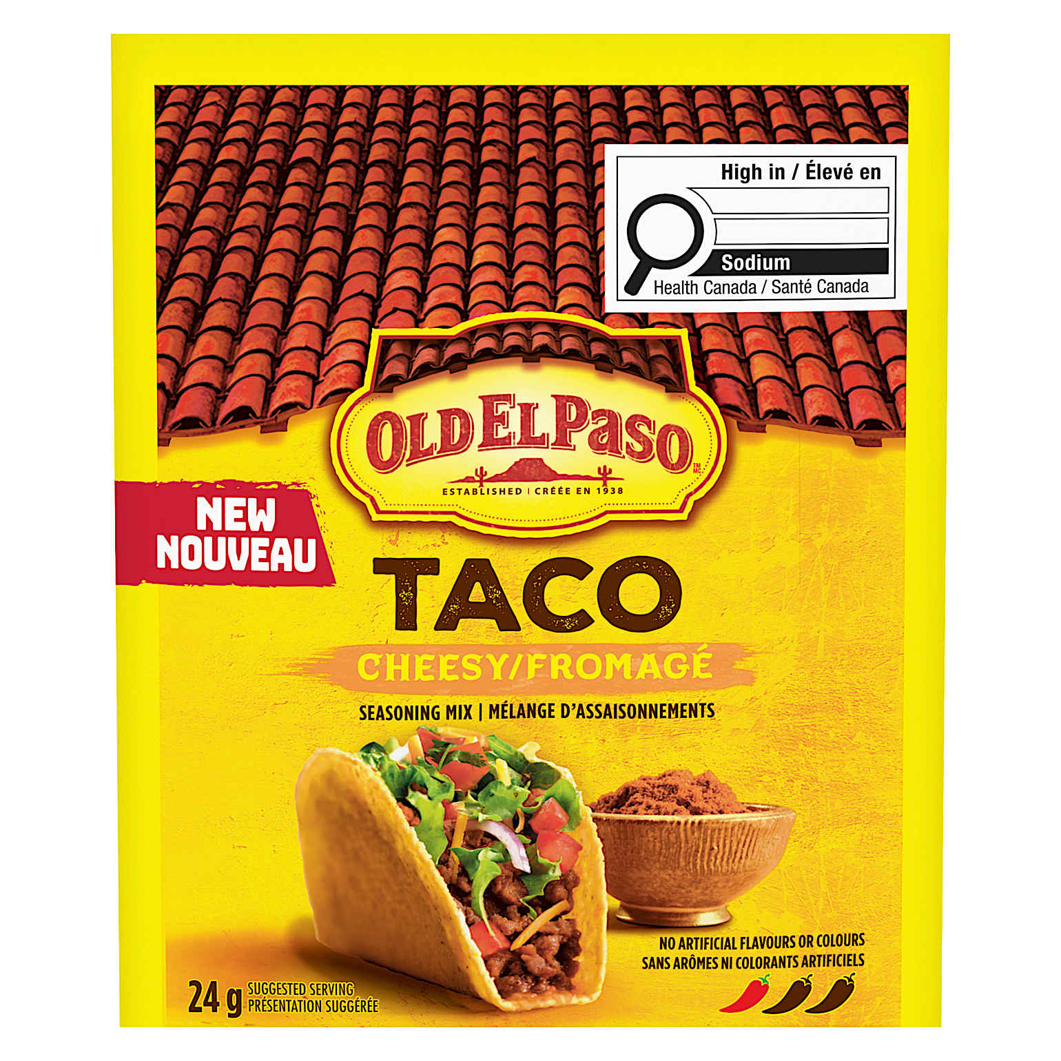 Packshots of Old El Paso Cheesy Seasoning Mix